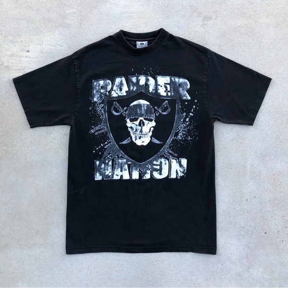 Vintage Style Raider Nation Skull Logo Black Pro Crux Tee - Size Large - Picture 2 of 7